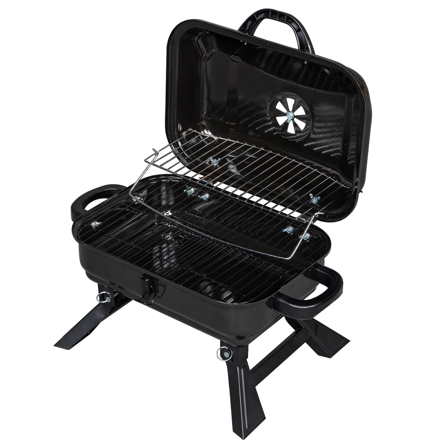 Portable Folding Charcoal Grill BBQ and Smoker with Lid